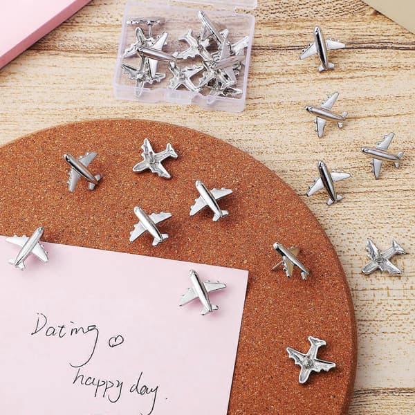 24 Pcs Airplane Push Pins Metal Map Tacks Decorative Thumbtacks Cork Board Pushpins Stick Pins