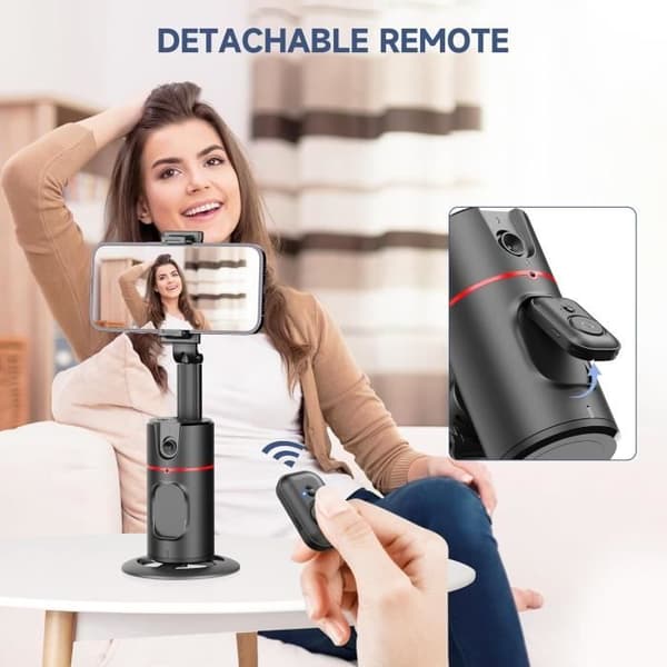 360° Automatic Face Tracking Tripod, Smartphone Holder, Selfie Stick with Wireless Remote Control for Video, Di