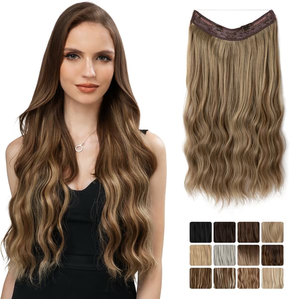 16 inch Hair Extensions Invisible Wire Wavy Curly Long Synthetic