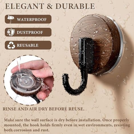 Wall Hooks, Towel Hooks, Shower Hooks, Suitable for Bathroom and Kitchen, Waterproof, Reusable (Set of 2)