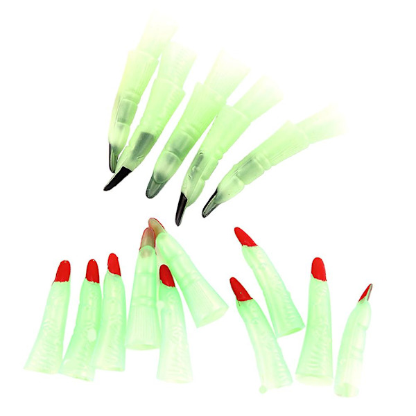 50 stk Halloween Hexe Fingre Falske Negle Lysende Noctilucent Spooky Scary Witches Fingers Party Pro