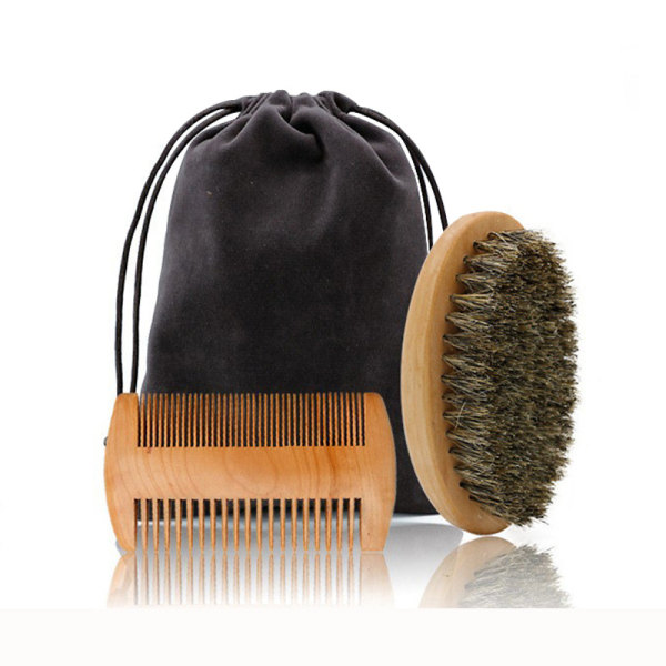 Partaharja, villisian harjakset Luonnollinen musta pähkinäpuu partakampa hiukset viikset parranajoharja kasvojen hiusharja