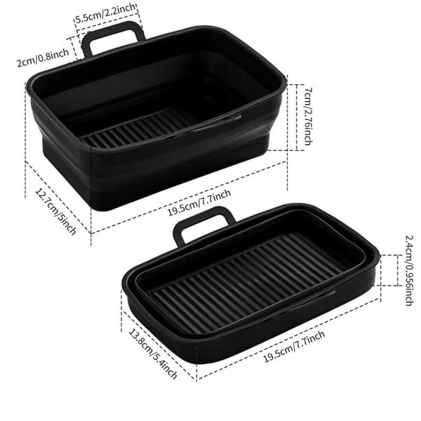 Foldable Square Air Fryer Silicone Bowl 2-pack Black Ninja 201410