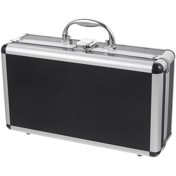 Låsbar værktøjskasse Bærbar kasse af aluminiumslegering Bæretaske Værktøjsbeholder Sort 30x17x9,5 cm Black 30x17x9.5cm