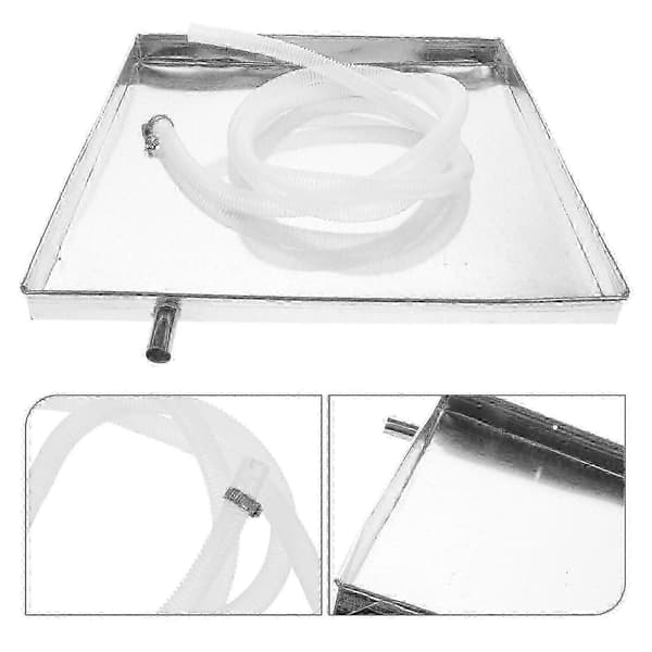 Drip tray with outlet pipe for AC external unit condensate drain