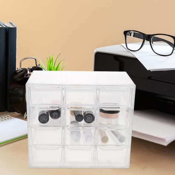 Multifunctional Storage Box with 12 Drawers, Desktop Organizer for Cosmetics and Office Supplies