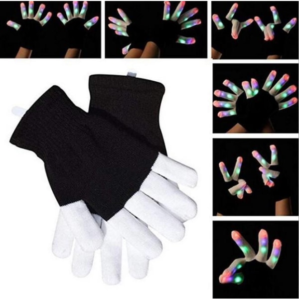 2 styks LED-handsker til børn, teenagere og voksne, Glow in the Dark Neon LED-handsker, 3 farver