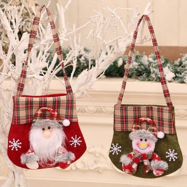 Packaging Bag - KZQ - Christmas - 3 Patterns - 6.6 x 17 cm - Reusable Fabric