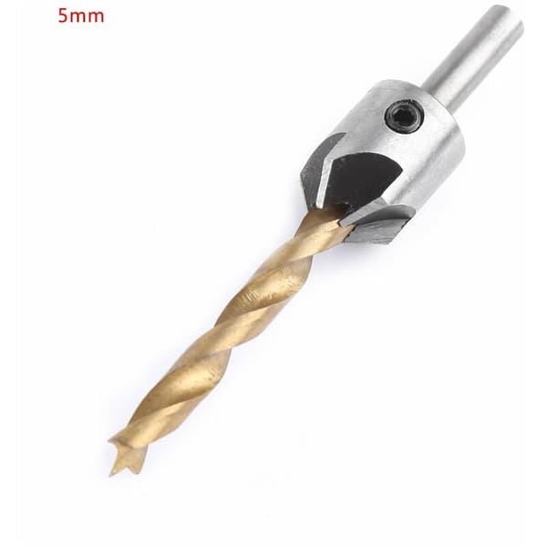 Træbor med undersænker, stål højhastigheds træbor konisk træundersænker med sekskantnøgle boring affasningsværktøj (3-6 mm (4 stk.))