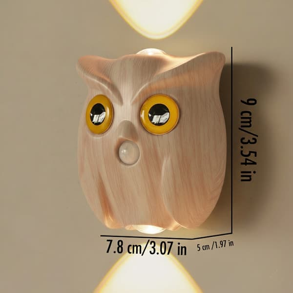 Owl Wall Lamp - Magnetic Base Dimmable LED Night Light (1pc)*Light wood grain* Light wood grain