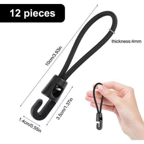 12 Pieces Small Elastic Rubber Bands with Hooks, Mini 10 cm Elastic Cord, Rubber Band with Hook, Fastener for Pool Cover