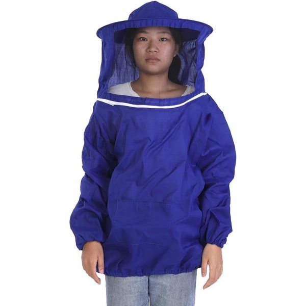 Mehiläishoitoammattimainen puku mehiläisestä suojaavalla verholla Haalari mehiläishoitajapuvulla, hunnulla varustettu suojavaatetus - sininen