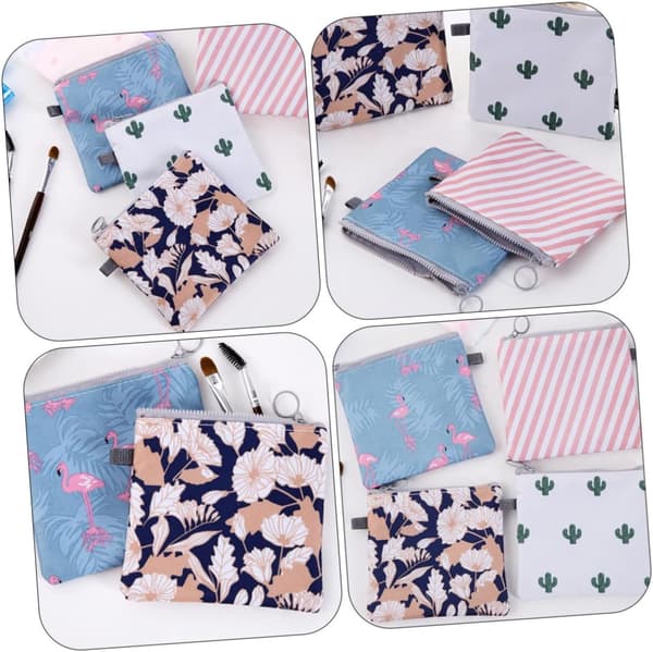 5 stk polyester glidelås sanitetsbind oppbevaringsposer vanntette menstruasjonsbind reiseveske arrangør