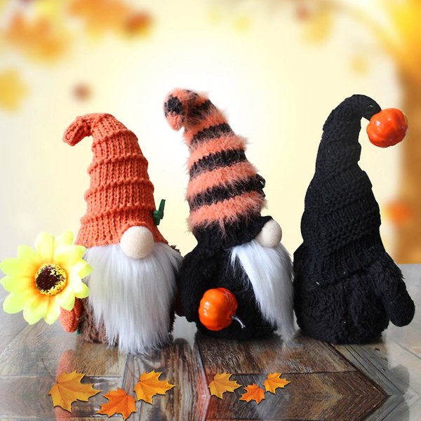 Halloween Gnome Pumpkin Wizard Sverige Tomte Nisse Plysj Håndlaget Farmhouse Kitchen Tiered Tray DecorationB