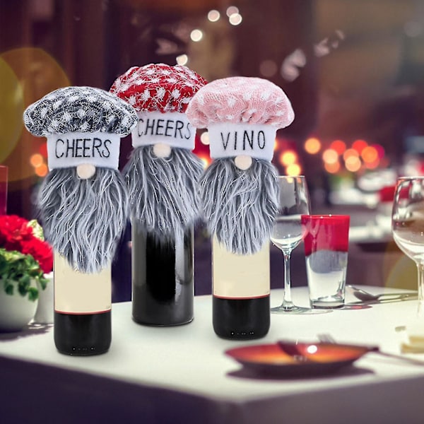 Julvinflaskaöverdrag Kocktomte Flasktoppare Ornament Tillbehör