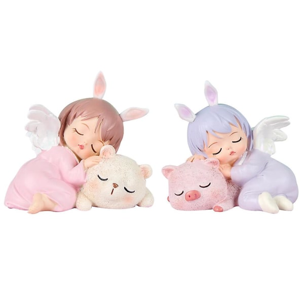 2pcs Angel Shaped Cake Ornament Lovely Baking Adornment Kids Room Decoration7.8x7.1cm