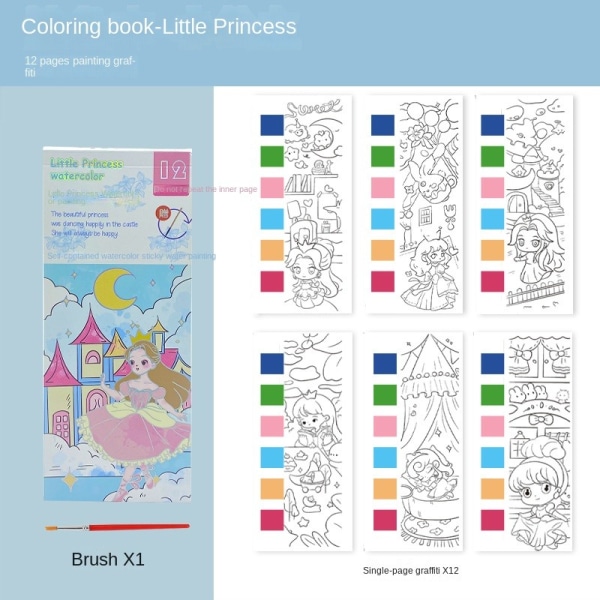 5Pak Akvarellmaling Fargebøker,Lommemaling Bokmerker Maling Med Vannsett, Gutter og jenter Art Party Favors Class