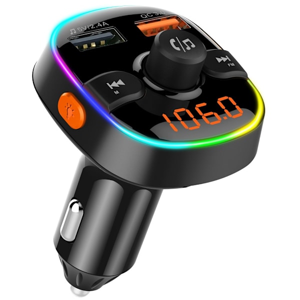 Bluetooth FM-transmitter til bil, radiomodtager/lydadapter med dobbelt biloplader, understøtter opladning