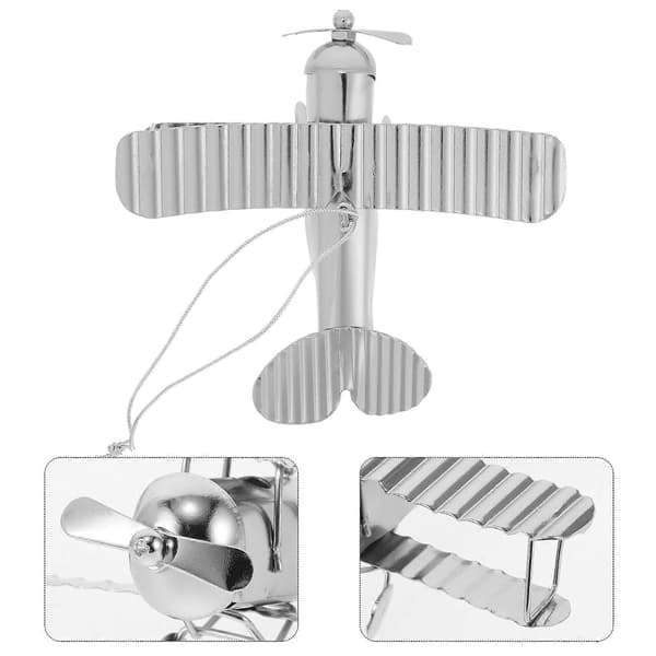 Metall flypynt retro flymodell 2-delt sett retro flydekorasjon, skrivebordsdekorasjon statuemodell