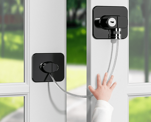 Black 1 pc child safety window, PVC window opener without drilling