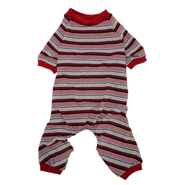 Dog Pajamas Soft Stretchable Machine Washable 4-Legged Striped Puppy Pullover Sleepwear for Spring Home S