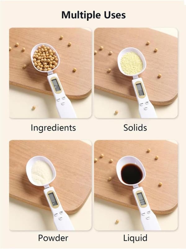 High-precision digital spoon scale 0.1g - 500g Electronic measuring spoon Multifunctional hand scale with LCD display and tare function (White)