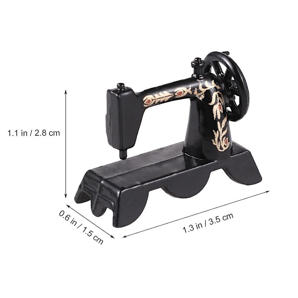 Nukkekodin Kalusteet Hieno Mini Ommelkone Miniatyyri Ommelkone Retro Ompeleiden käsityöt KidsB Black 3.5X2.8CM