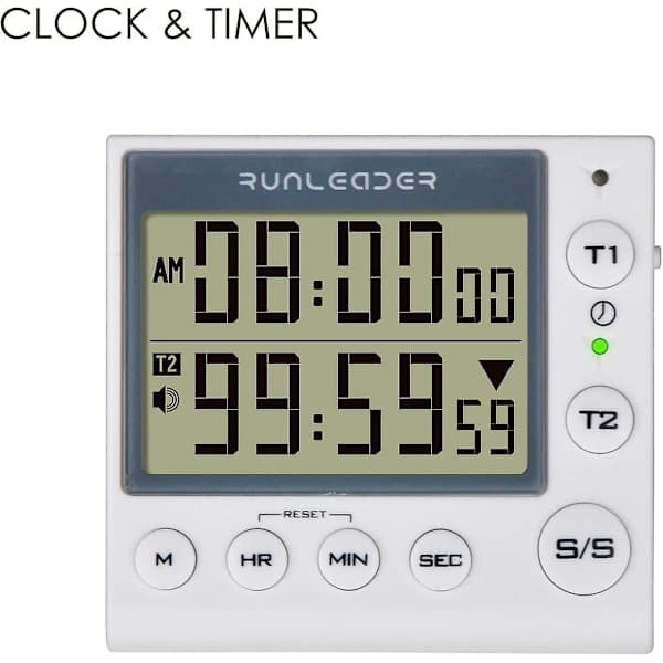 2-channel timer with clock Kitchen timer Alarm clock Digital minute/second Timer Table clock Electric clock for kitchen