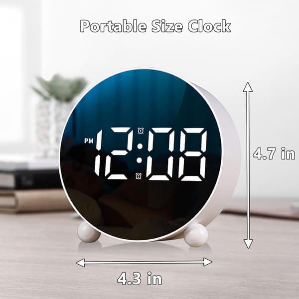 Digital Alarm Clock, Round LED Display, Dual Style, 3-Level Brightness, Silent, Black [Ho]