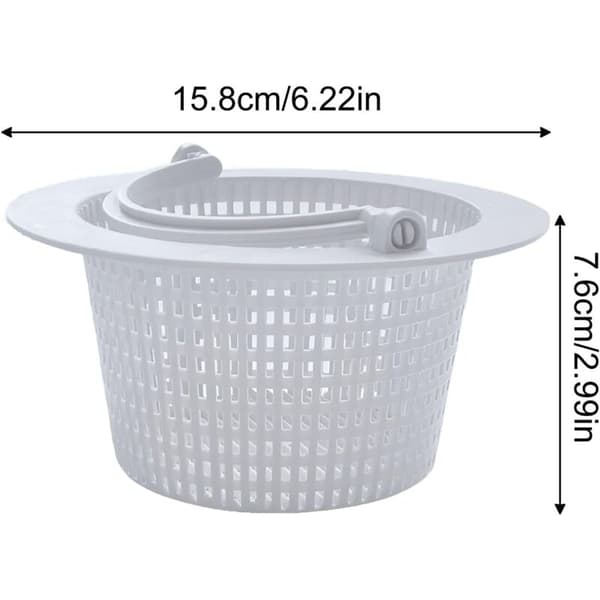 Round Skimmer Basket for Above-Ground Pools, with Handle for Easy Removal, 2-Pack - Diameter 16 cm - White