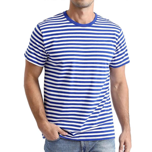 Herre kortermet stripete sjømannsstil rund hals basic casual kortermet blå S Blå S Blue S
