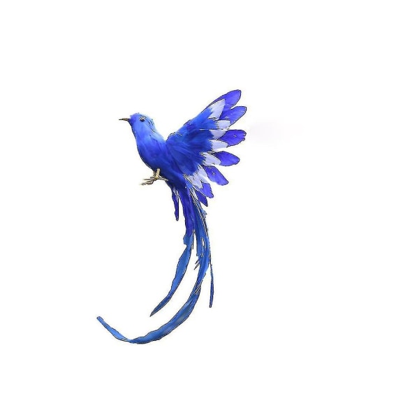 Kunstig Fugl med Fjer Realistisk Have Hjem Dekoration Ornament Hale (1 stk - Blå)