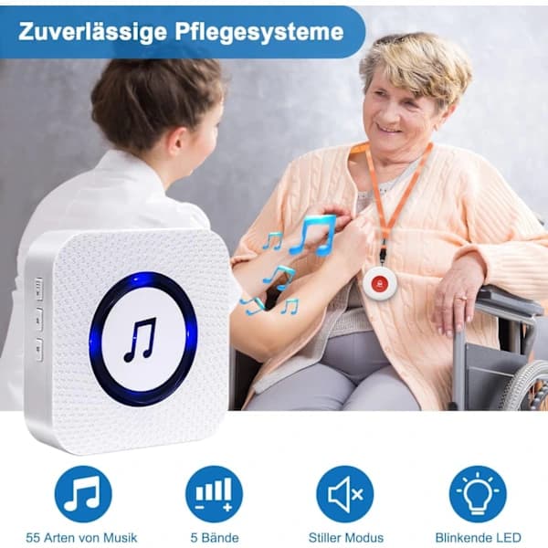 Emergency Call Button for Elderly/Senior Alarm Clock/Alarm Button/Wireless Pager/Senior Alarm/Home Alarm Receiver 150 Meter Range