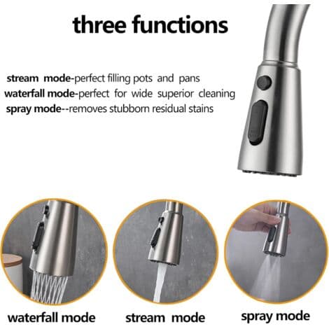 Kitchen Faucet with Pull-Down Spray, Brushed Nickel, Single Handle, Stainless Steel (FMY)