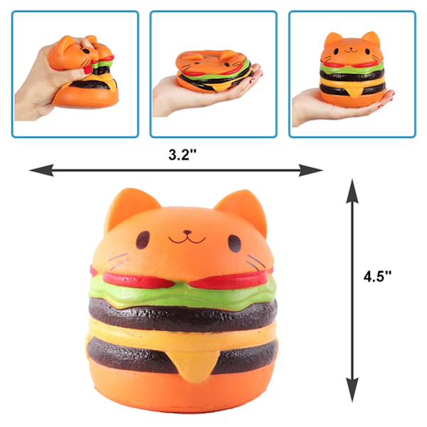 4.5\" Squishies Jumbo Långsamt Stigande Squishie Katt Hamburgare Bröd Leksak - de är söta och mjuka med doft