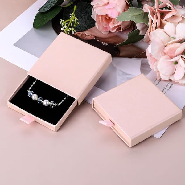2 paper gift boxes - 8 x 8 x 1.7 cm - Small expandable gift boxes - Square - (pink)