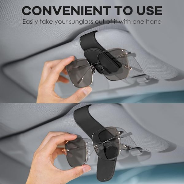 Briller Holder til Bil, Sæt af 2 Briller Holder til Bil Universal Magnetisk Læder Solbriller Holder Bil Visir (Sort)