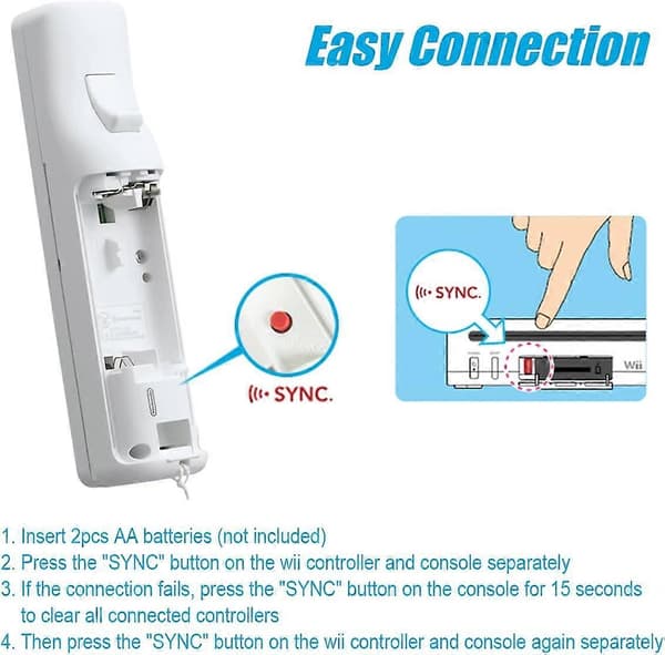 Replacement Wii Controller 2-pack, Wii Remote, with Silicone Case and Wrist Strap, Remote Control for Wii/Wii U, White