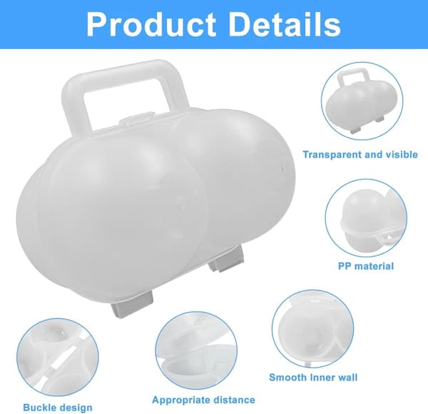 Egg Storage Container 2-pack, Portable PP Egg Holder with 2 Compartments for Camping, Picnic, and Hiking, Clear