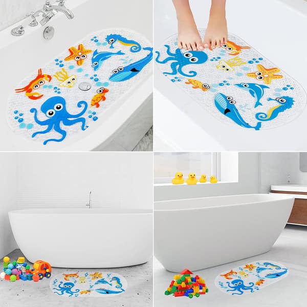 1 pc Cartoon Bath Mat, Non-slip Bathtub Mat with Suction Cup Showe