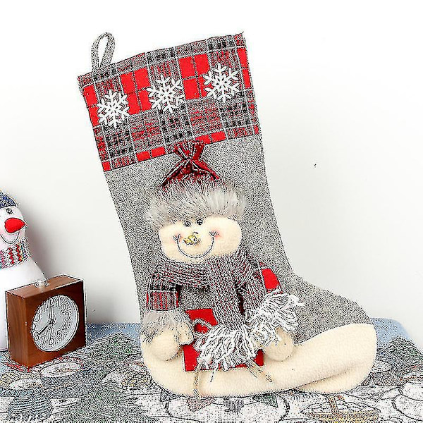 Julstrumpor, Mjuka Rensa & Snögubbe Julstrumpor Godispåsar, Presentpåsar För Hemmet, Fest, Träd, Hängande Dekorationer (Flerfärgade) (3-pack)