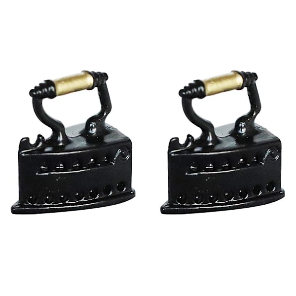 2 stk Mini Hus Retro Jernmodell Mini Møbler Sy Scene Tilbehør (svart)Svart2.1x2cm Black 2.1x2cm