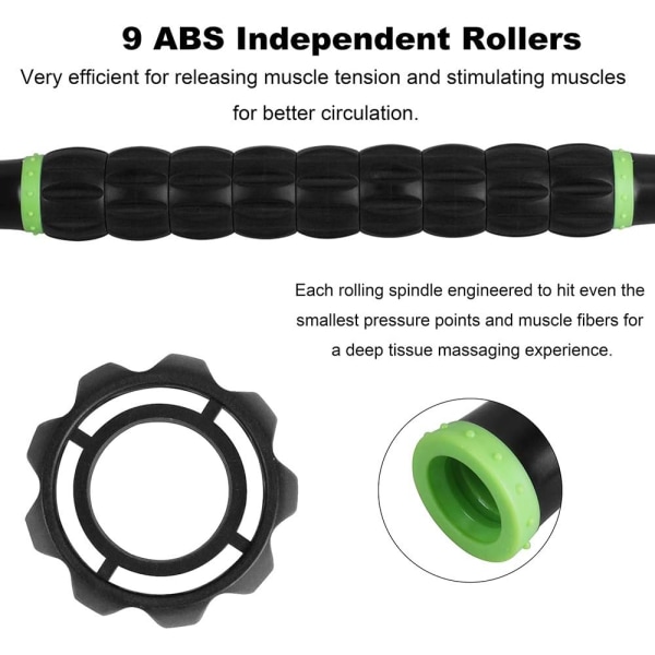 Muscle Roller Stick for idrettsutøvere - Kroppsmassasje Roller Stick - Frigjør myofascial triggerpunkter Reduser muskelsårhet Stramhet Benkramper og ryggpa