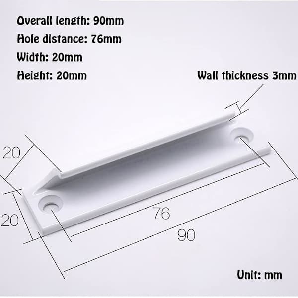 Outer door handle for balcony, outer door handle, patio door handle 4 pcs white