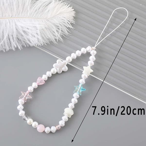 Beaded Phone Charm Lanyard Strap Girly Style Solid Beads Pearl Lanyards PH-hdcy-2