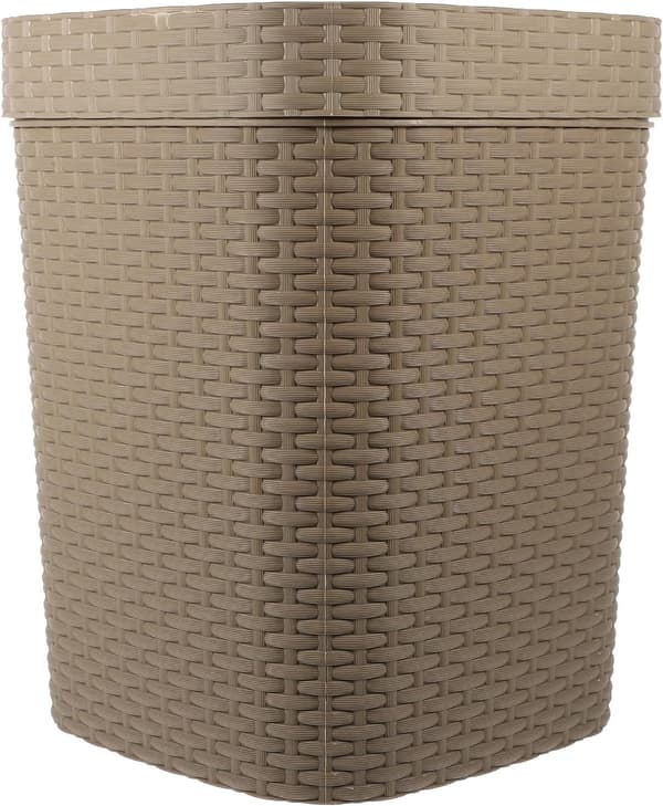 Large Capacity Imitation Rattan Trash Can with Wide Opening Design