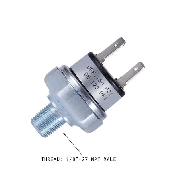 Lufttryksafbryder 120-150 PSI Trykafbryder 1/8in-27 NPT DC24V 12V Trykafbryder Luftkompressor