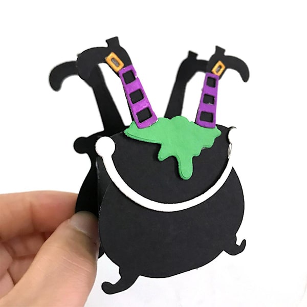 Halloween Hexe Fødder 3D Æske Metal Skære Stencil Dør DIY Scrapbog Album Papir Kort Stencil Dør Prægning Håndværk Dekoration