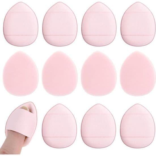 Sæt med 12 mini dråbeformede makeupsvampe til foundation, våd og tør makeup til kvinder og piger (pink)