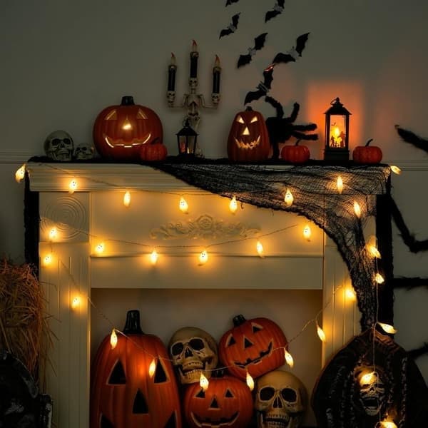 Halloween String Lights, 3m 20 LED Cute Battery Operated Ghost String Lights Indoor for Decorations (Warm White)